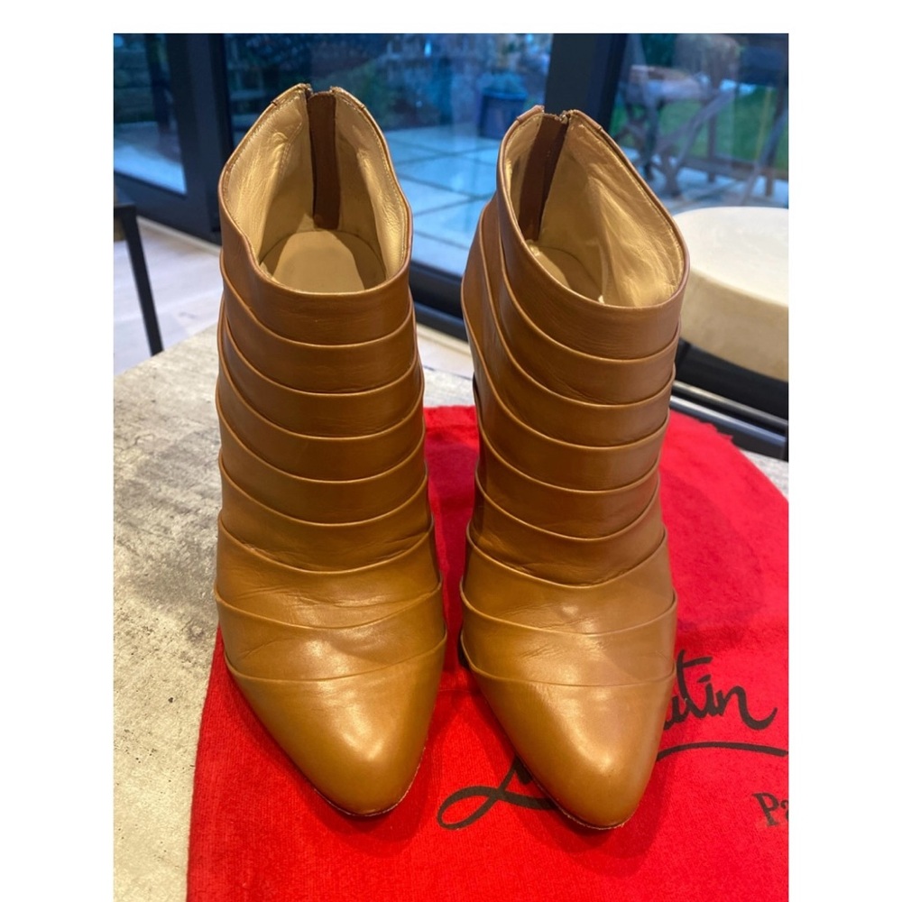 39.5 Christian Louboutin Booties- gorgeous caramel leather.